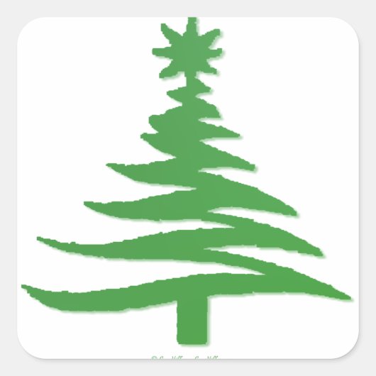 Weihnachtsbaum Stencil Green Quadratischer Aufkleber (Vorderseite)