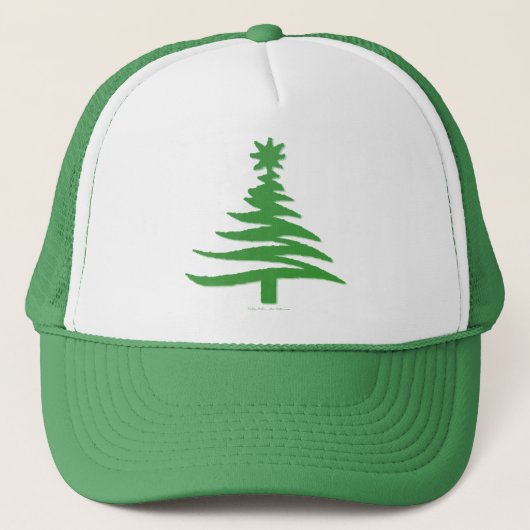 Weihnachtsbaum Stencil Green Truckerkappe (Vorderseite)