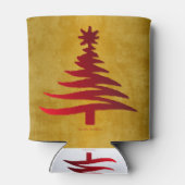 Weihnachtsbaum Stencil Red auf Gold Dosenkühler (Rückseite)