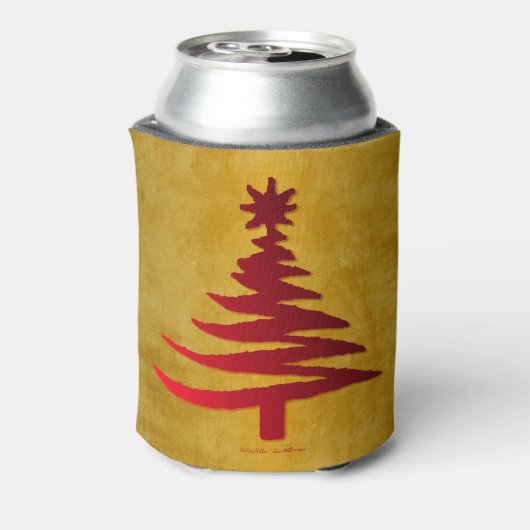 Weihnachtsbaum Stencil Red auf Gold Dosenkühler (Kanne Rückseite)
