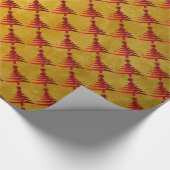 Weihnachtsbaum Stencil Red auf Gold Geschenkpapier (Ecke)