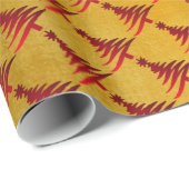 Weihnachtsbaum Stencil Red auf Gold Geschenkpapier (Rolleneckpunkt)