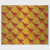 Weihnachtsbaum Stencil Red auf Gold Geschenkpapier (Flach)