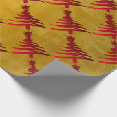 Weihnachtsbaum Stencil Red auf Gold Geschenkpapier (Ecke)