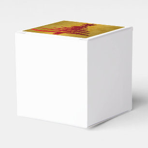 Weihnachtsbaum Stencil Red auf Gold Geschenkschachtel