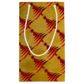 Weihnachtsbaum Stencil Red auf Gold Kleine Geschenktüte (Rückseite)
