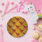 Weihnachtsbaum Stencil Red auf Gold Pappteller (Party)