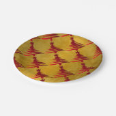 Weihnachtsbaum Stencil Red auf Gold Pappteller (Schrägansicht)