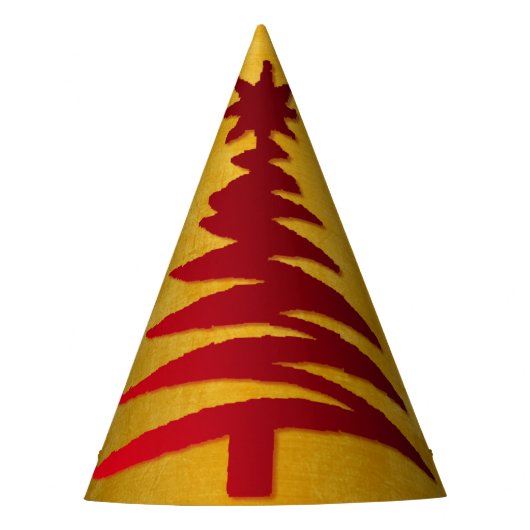 Weihnachtsbaum Stencil Red auf Gold Partyhütchen (Vorderseite)