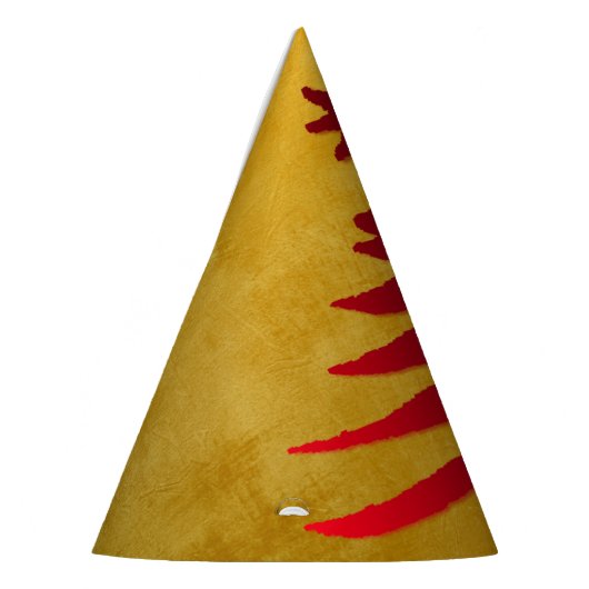 Weihnachtsbaum Stencil Red auf Gold Partyhütchen (Links)