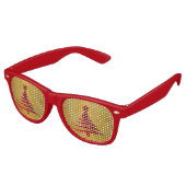 Weihnachtsbaum Stencil Red auf Gold Sonnenbrille (Schrägansicht)