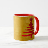 Weihnachtsbaum Stencil Red auf Gold Tasse (VorderseiteRechts)
