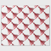 Weihnachtsbaum Stencil Red auf White Geschenkpapier (Flach)