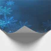 Weihnachtsbaum, Stern, Schneeflocken Blauer Urlaub Geschenkpapier (Ecke)
