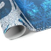 Weihnachtsbaum, Stern, Schneeflocken Blauer Urlaub Geschenkpapier (Rolleneckpunkt)