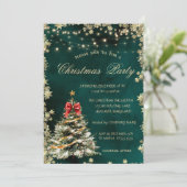 Weihnachtsbaum, Sterne Grüne Weihnachtsfirma Einladung (Stehend Vorderseite)