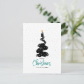 Weihnachtsbaum, Sterne & Schnee für die Nacht Postkarte (Stehend Vorderseite)