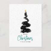Weihnachtsbaum, Sterne & Schnee für die Nacht Postkarte (Vorderseite)