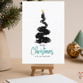 Weihnachtsbaum, Sterne & Schnee für die Nacht Postkarte