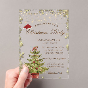 Weihnachtsbaum,Sterne Weihnachtsunternehmen Party Acryleinladungen