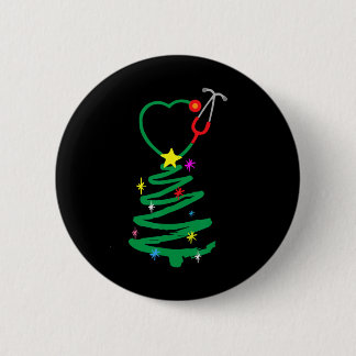 Weihnachtsbaum Stethoscope Nurses Xmas Scrub Button