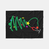 Weihnachtsbaum Stethoscope Nurses Xmas Scrub Fleecedecke (Vorderseite (Horizontal))