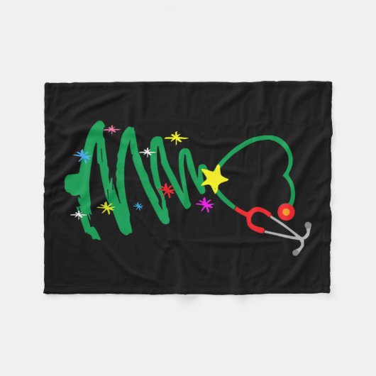Weihnachtsbaum Stethoscope Nurses Xmas Scrub Fleecedecke (Vorderseite (Horizontal))