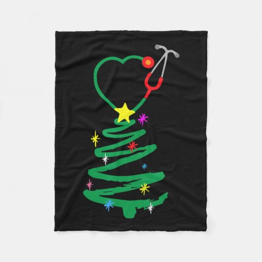 Weihnachtsbaum Stethoscope Nurses Xmas Scrub Fleecedecke (Vorderseite)