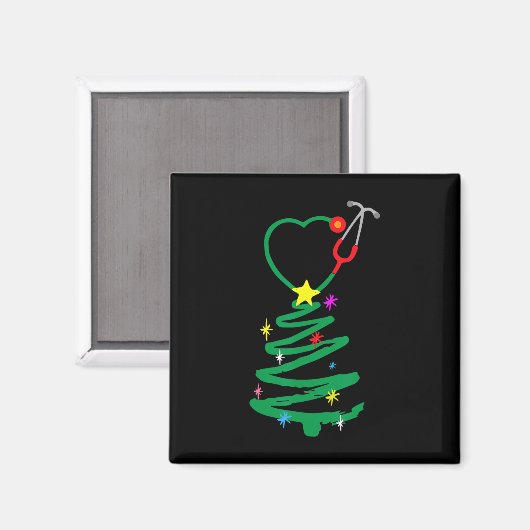 Weihnachtsbaum Stethoscope Nurses Xmas Scrub Magnet (Vorderseite/Rückseite)