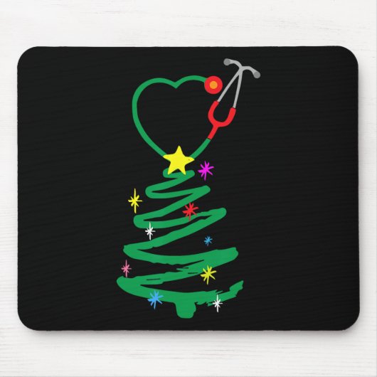 Weihnachtsbaum Stethoscope Nurses Xmas Scrub Mousepad (Vorne)