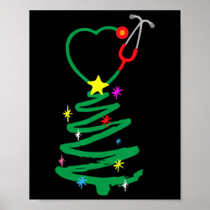 Weihnachtsbaum Stethoscope Nurses Xmas Scrub Poster