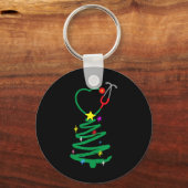 Weihnachtsbaum Stethoscope Nurses Xmas Scrub Schlüsselanhänger (Vorderseite)