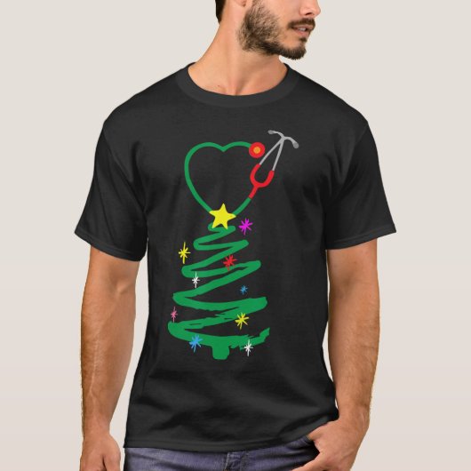 Weihnachtsbaum Stethoscope Nurses Xmas Scrub T-Shirt (Vorderseite)