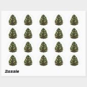 Weihnachtsbaum-Sticker Runder Aufkleber (Blatt)