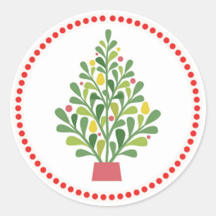 Weihnachtsbaum-Sticker Runder Aufkleber