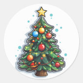 Weihnachtsbaum-Sticker Runder Aufkleber (Vorderseite)