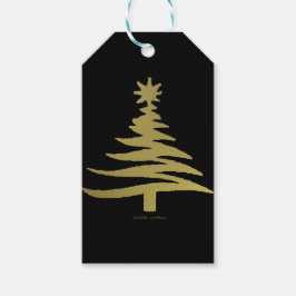 Weihnachtsbaum Stift Gold auf schwarz Geschenkanhänger