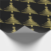 Weihnachtsbaum Stift Gold auf schwarz Geschenkpapier (Ecke)