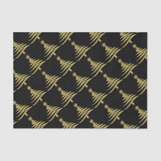 Weihnachtsbaum Stift Gold auf schwarz Seidenpapier (Vorderseite)