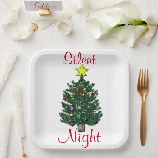 Weihnachtsbaum Stille Nacht Pappteller (Hochzeit)