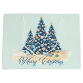 Weihnachtsbaum Strand Frohe Weihnachten Große Geschenktüte (Vorderseite)