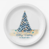 Weihnachtsbaum Strand Frohe Weihnachten Pappteller (Vorderseite)