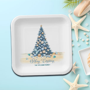 Weihnachtsbaum Strand Frohe Weihnachten Pappteller