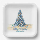 Weihnachtsbaum Strand Frohe Weihnachten Pappteller (Vorderseite)