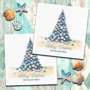 Weihnachtsbaum Strand Frohe Weihnachten Serviette
