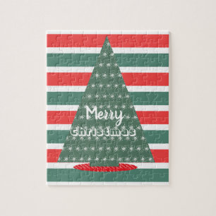 Weihnachtsbaum Streifen Frohe Weihnachten Puzzle