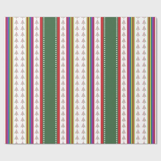 Weihnachtsbaum & Streifen Geschenk - Grün Geschenkpapier (Flach)