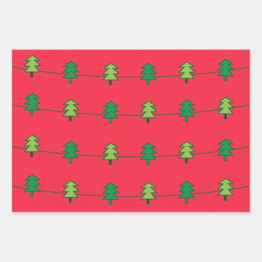 Weihnachtsbaum Streifen Muster Geschenkpapier Set (Vorderseite 2)