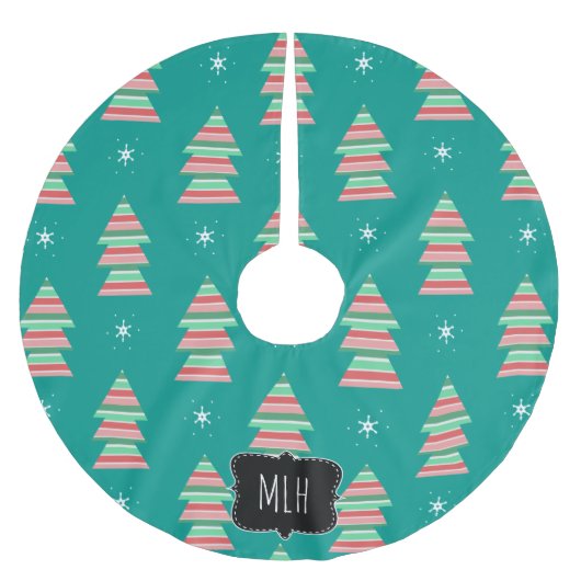 Weihnachtsbaum Streifen Schneeflocken Familie Ursp Polyester Weihnachtsbaumdecke (Vorderseite)