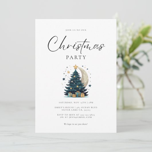 Weihnachtsbaum streift den Mond Einladung (Stehend Vorderseite)